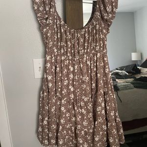 Taupe Floral Mini Dress